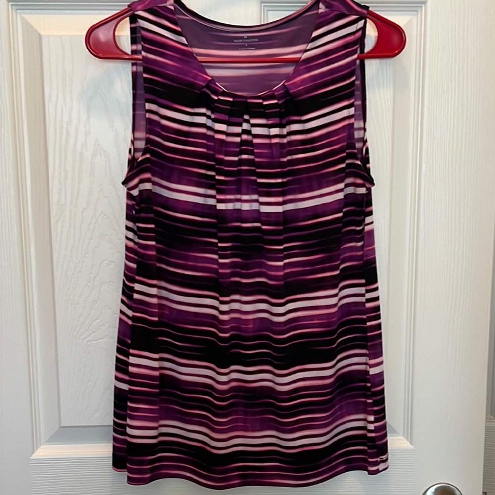 Worthington EUC Purple Black Sleeveless Blouse